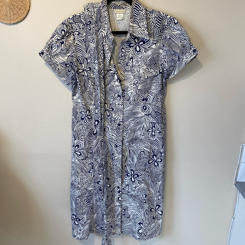 Jane alexander design size 14 blue/cream dress.